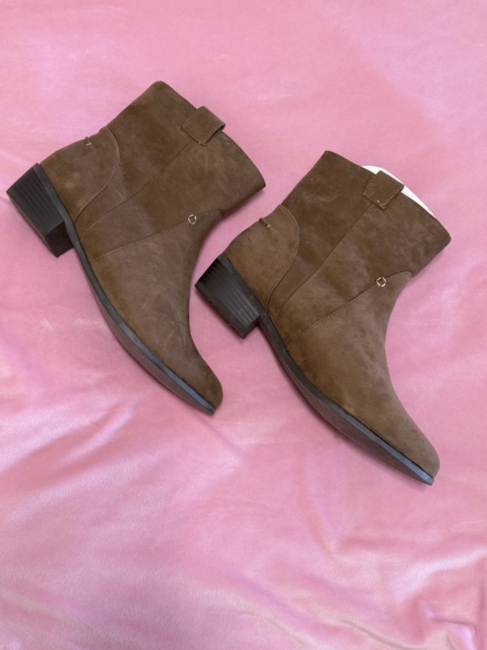 JustFab Brown Suede Ankle Booties